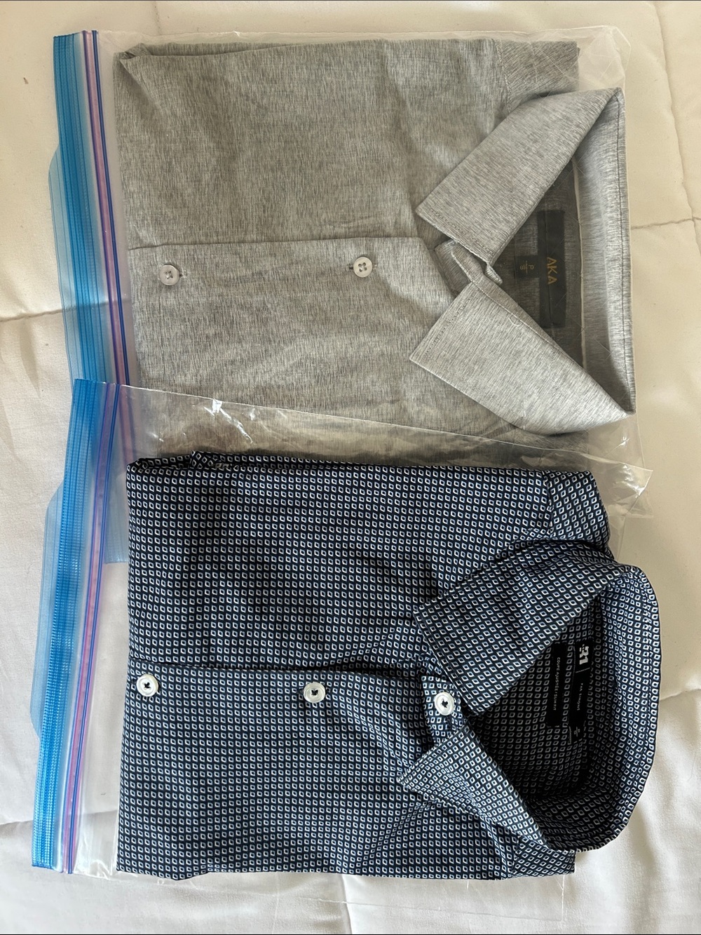 AKA Grey shirt and Simons Navy Patterned Button-Down Shirt Set